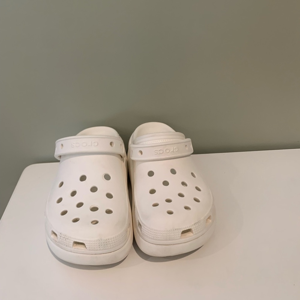 White Platform Crocs